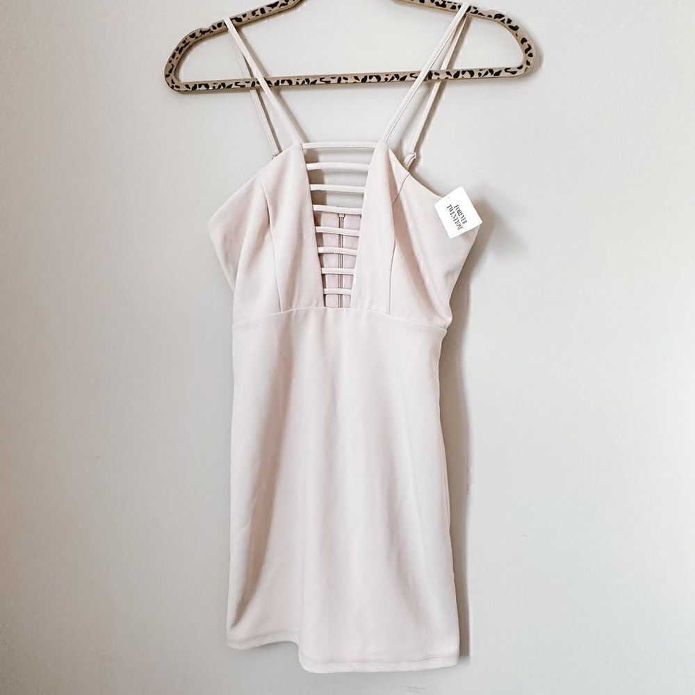 NWT Forever 21 nude caged neck strappy bodycon mini dress